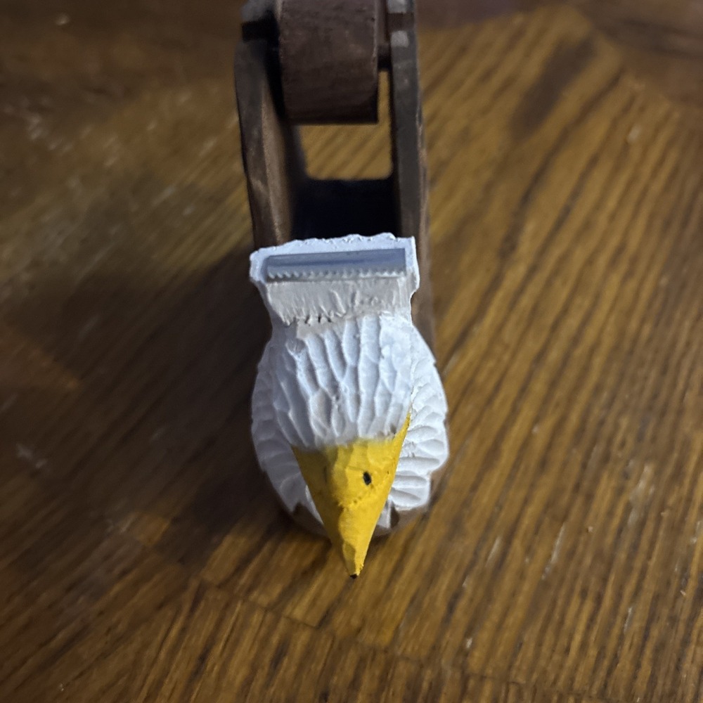 Handcrafted Wooden Eagle Head Tape Dispenser - Picture 3 of 6